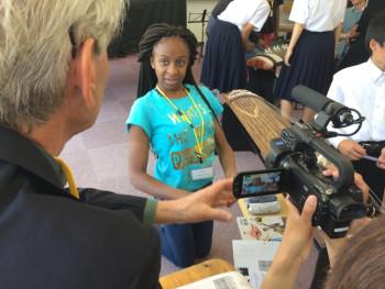 Student being interviewed for TV during the Study Abroad in Japan